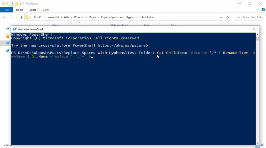 STep 6:  Paste the selected code into Powershell
